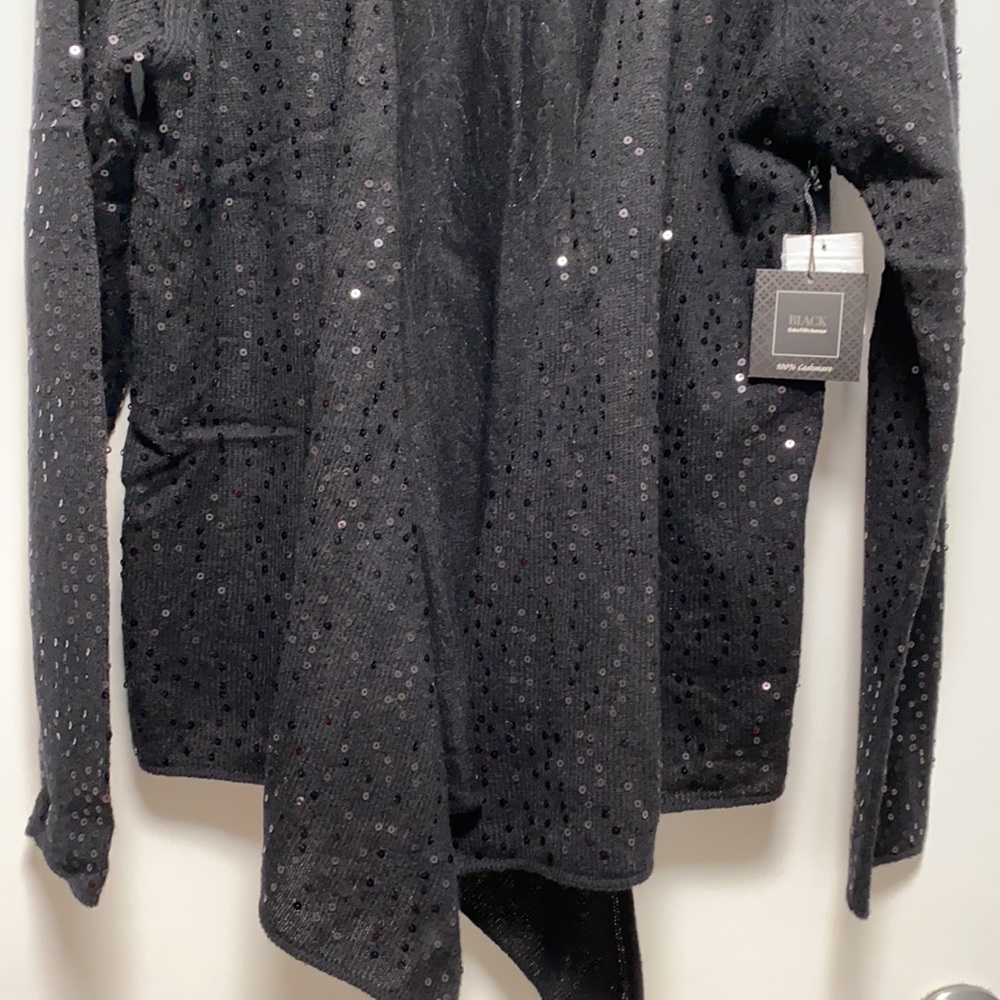 Saks Fifth Avenue 100% Cashmere Sparkly Black Sweater - Picture 3 of 16